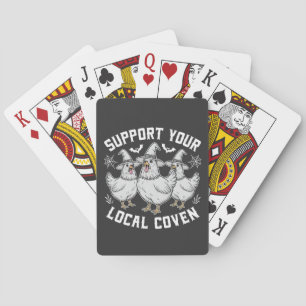 Support Your Local Coven Rooster Halloween Spooky Playing Cards
