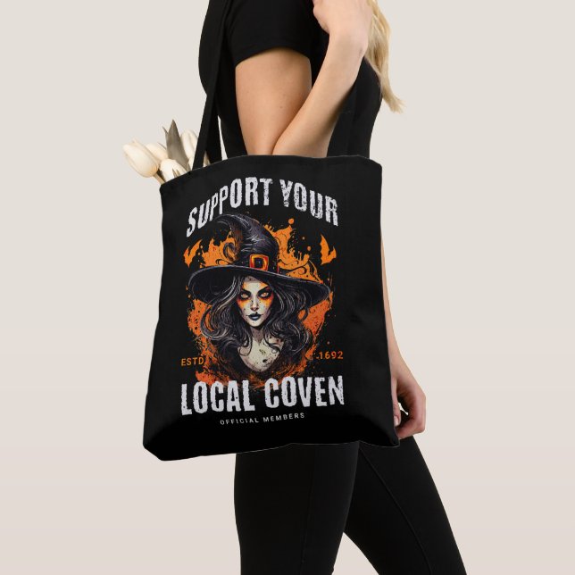 Support Your Local Coven Tote Bag (Close Up)