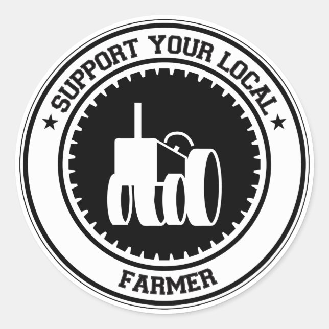 Support Your Local Farmer Classic Round Sticker (Front)