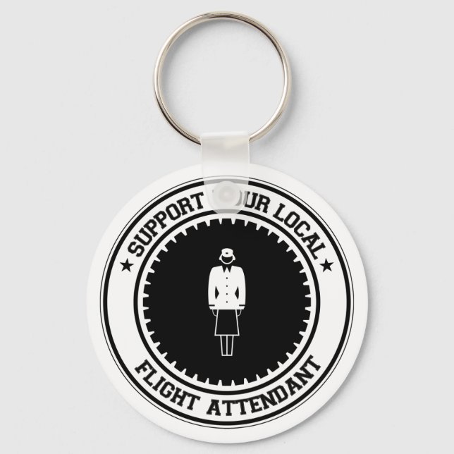 Support Your Local Flight Attendant Key Ring (Front)