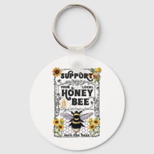Support Your Local Honey Bee Earth Day Save The Be Key Ring
