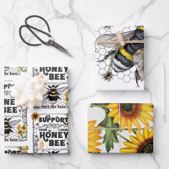 Support Your Local HoneyBee - Wrapping Paper (Front)