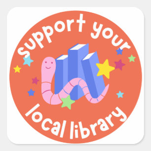 support your local library for kids square sticker