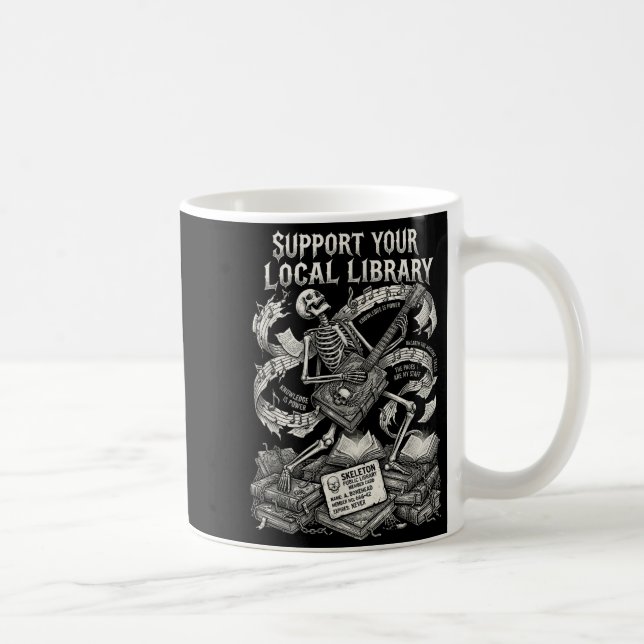 Support your local library goth book  coffee mug (Right)