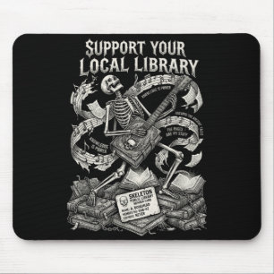 Support your local library goth book mouse mat