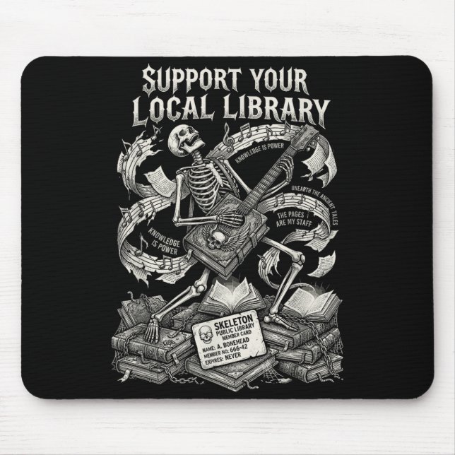 Support your local library goth book  mouse mat (Front)