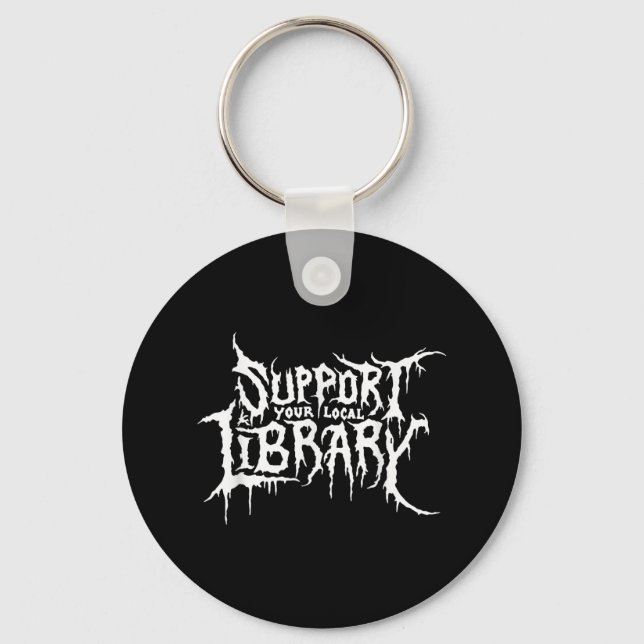 Support Your Local Library Horror Bookworm Design  Key Ring (Front)