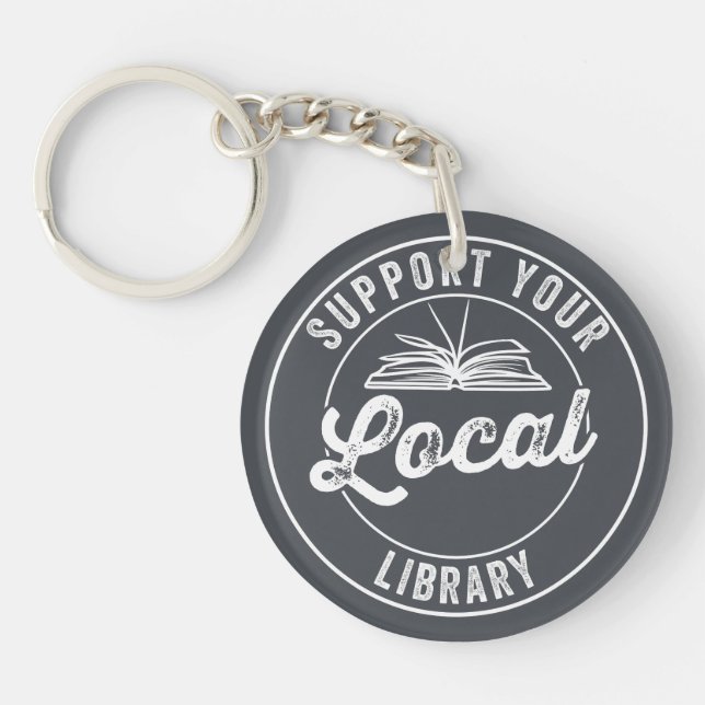 Support Your Local Library Magnet Keychain Coaster (Front)