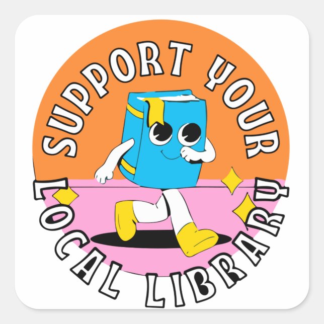 support your local library square for kids sticker (Front)