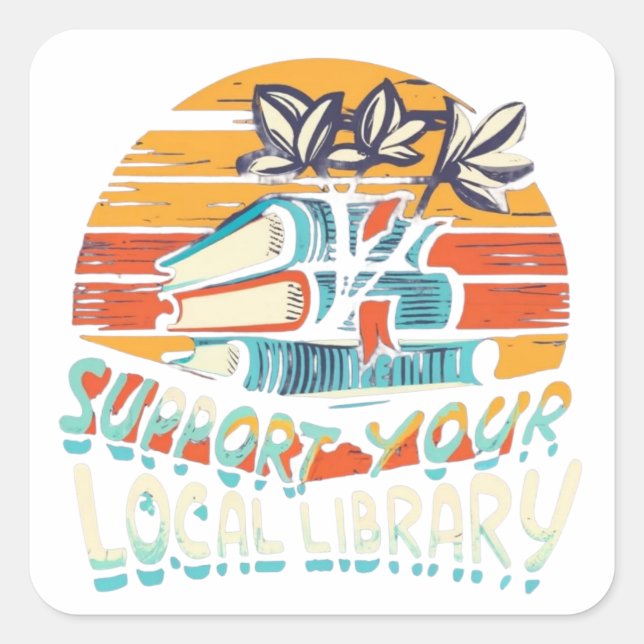 support your local library square sticker (Front)