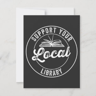 support your local librarY Square Sticker T-Shirt Thank You Card