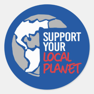 Support your local planet classic round sticker