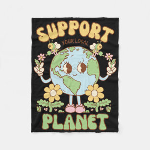 Support Your Local Planet Men Women Kids Bee Earth Fleece Blanket
