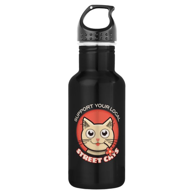 Support Your Local Street Cats 532 Ml Water Bottle (Front)