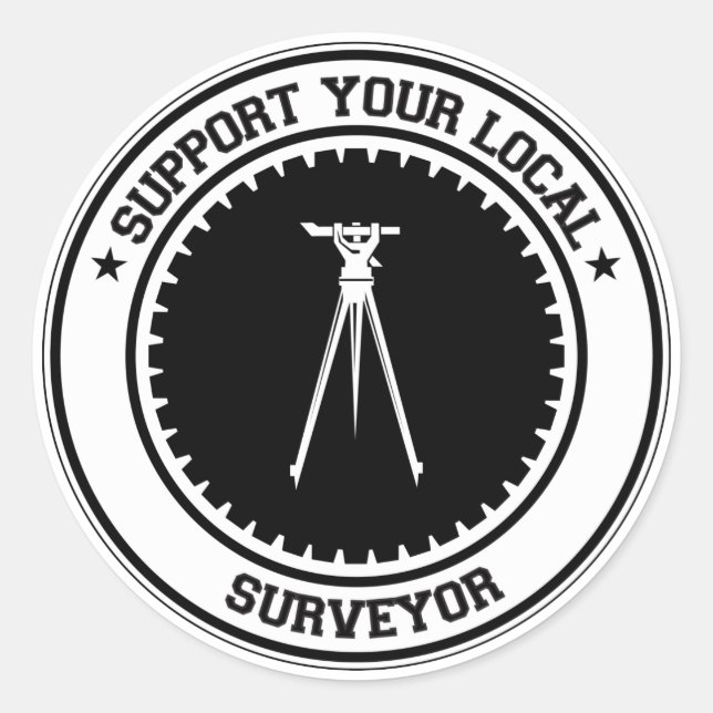 Support Your Local Surveyor Classic Round Sticker (Front)