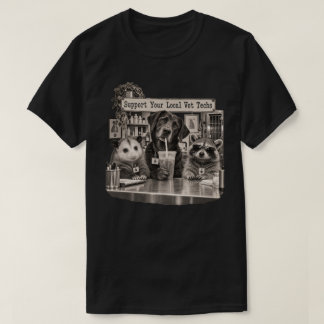 Support Your Local Vet Techs Racoon Opossum Dog T-Shirt