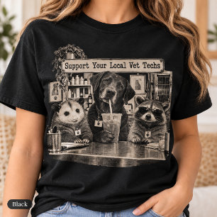 Support Your Local Vet Techs Racoon Opossum Dog T-Shirt