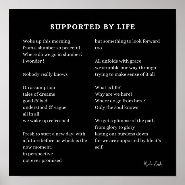 Supported by life self love encouragement poem  poster (Front)