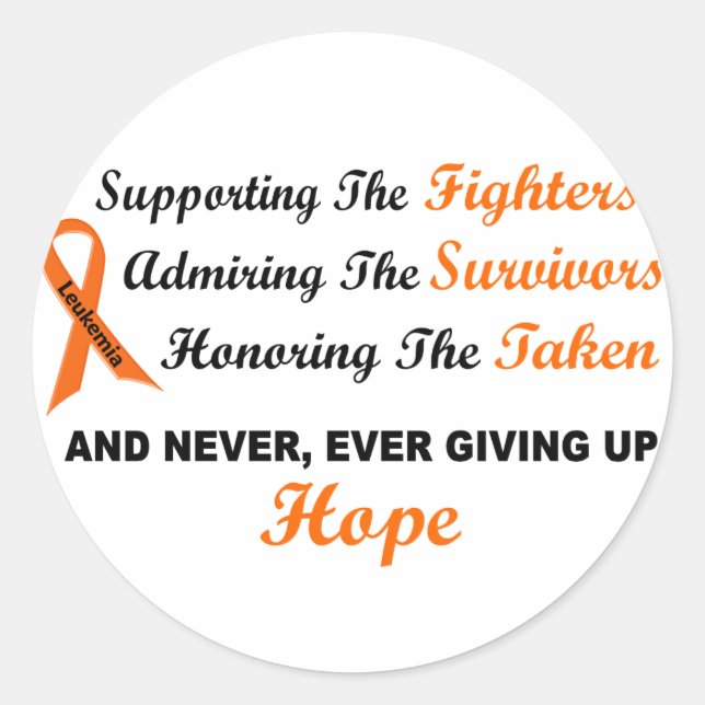 Supporting Admiring Honouring 1 LEUKEMIA Classic Round Sticker (Front)