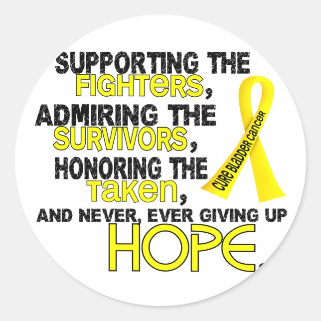 Supporting Admiring Honouring 3.2 Bladder Cancer Classic Round Sticker (Front)