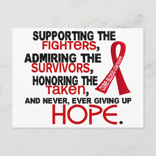 Supporting Admiring Honouring 3.2 Blood Cancer Postcard (Front)