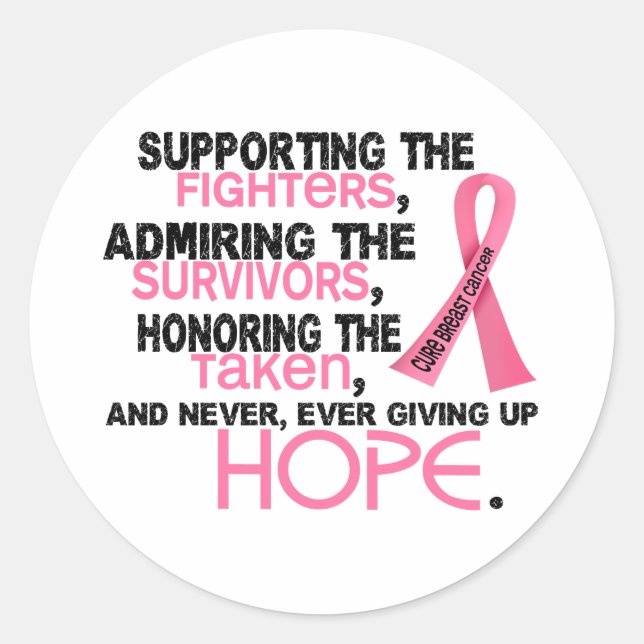 Supporting Admiring Honouring 3.2 Breast Cancer Classic Round Sticker (Front)