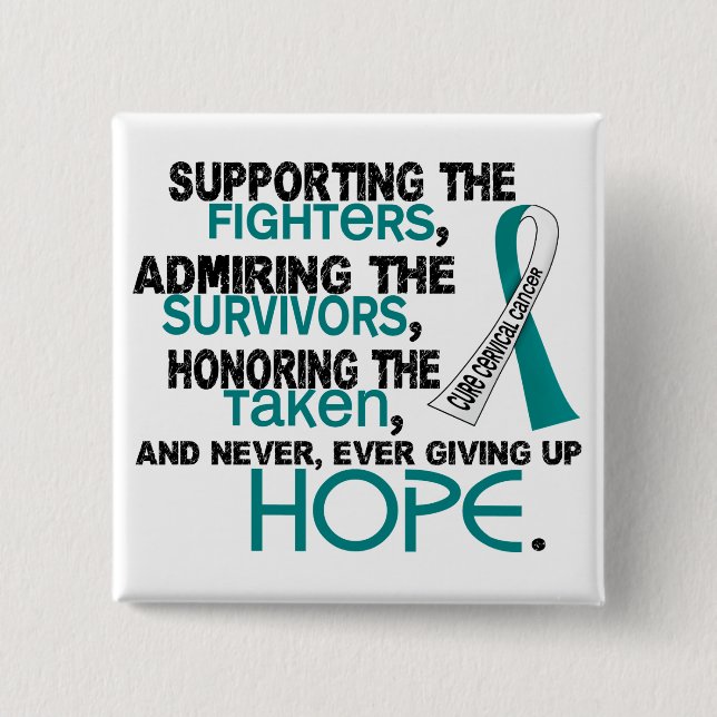 Supporting Admiring Honouring 3.2 Cervical Cancer 15 Cm Square Badge (Front)