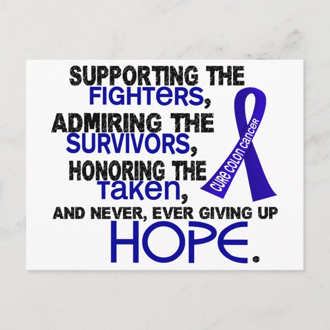 Supporting Admiring Honouring 3.2 Colon Cancer Postcard (Front)