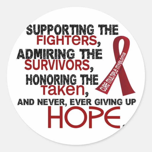 Supporting Admiring Honouring 3.2 Multiple Myeloma Classic Round Sticker (Front)
