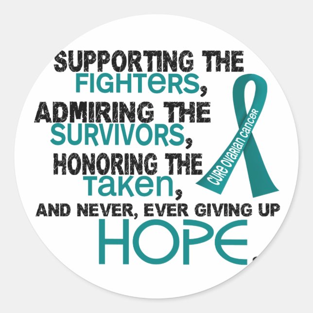 Supporting Admiring Honouring 3.2 Ovarian Cancer Classic Round Sticker (Front)