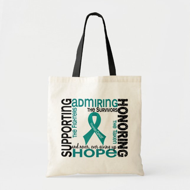 Supporting Admiring Honouring 9 Ovarian Cancer Tote Bag (Front)