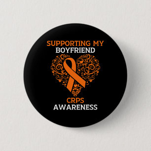 Supporting My Boyfriend RSD CRPS Awareness Orange  6 Cm Round Badge