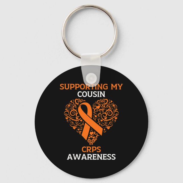Supporting My Cousin RSD CRPS Awareness Month Oran Key Ring (Front)