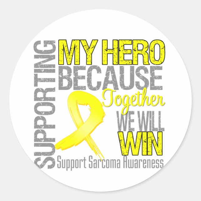 Supporting My Hero - Sarcoma Awareness Classic Round Sticker (Front)