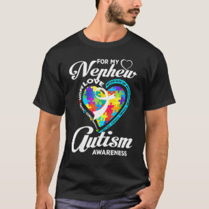 Supporting My Nephew Autism Awareness Heart Puzzl T-Shirt