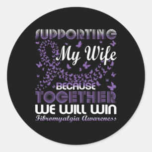 Supporting My Wife Fibromyalgia Awareness Day Husb Classic Round Sticker