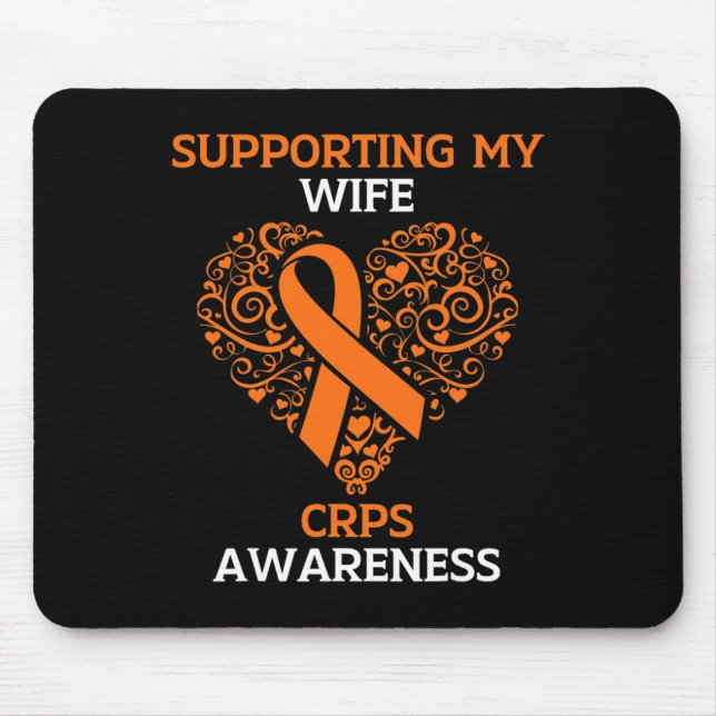 Supporting My Wife RSD CRPS Awareness Month Orange Mouse Mat (Front)