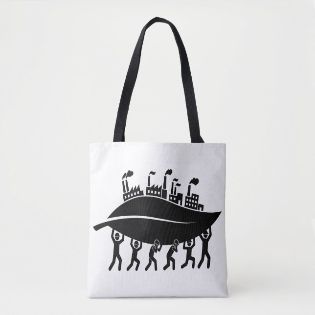 Supporting sustainable green industry and teamwork tote bag (Front)