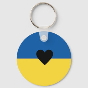 Supporting Ukraine, Ukrainian flag heart  Key Ring