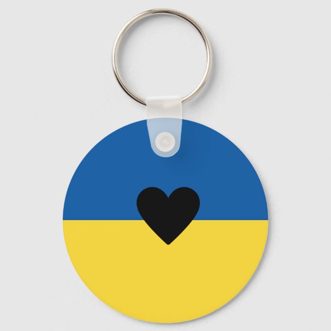 Supporting Ukraine, Ukrainian flag heart  Key Ring (Front)