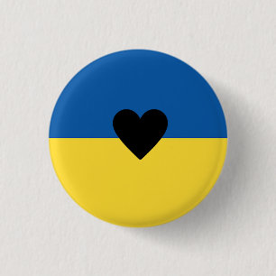 Supporting Ukraine, Ukrainian flag heart Keychain 3 Cm Round Badge