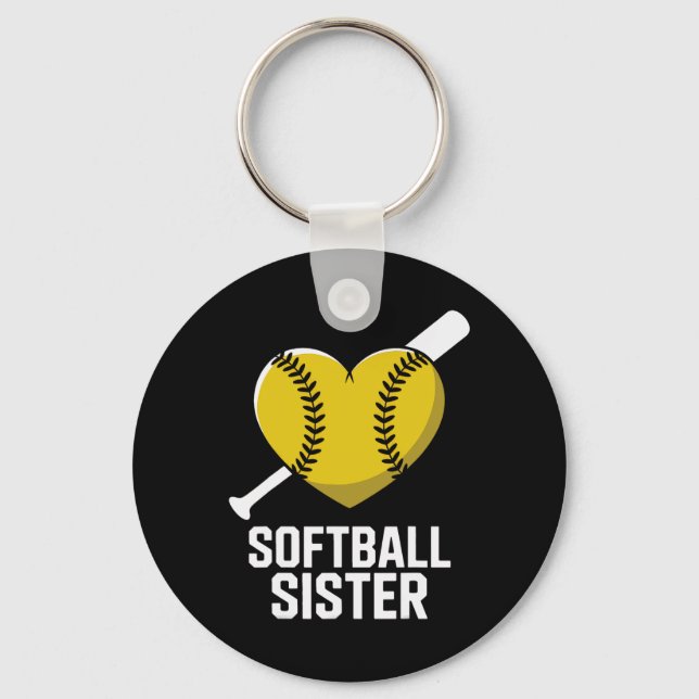 Supportive Softll Sister Fastpitch Heart And T  Key Ring (Front)