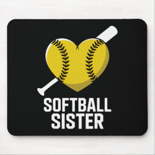 Supportive Softll Sister Fastpitch Heart And T  Mouse Mat
