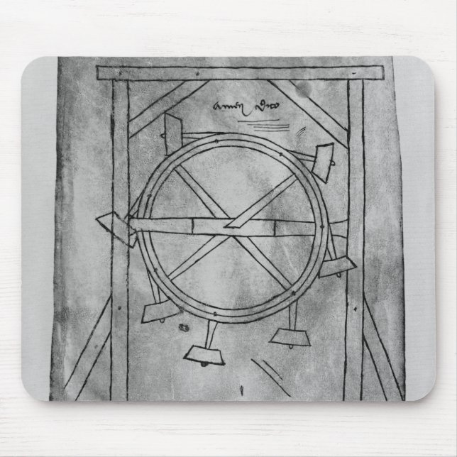 Supposedly perpetual motion mallets and wheel mouse mat (Front)
