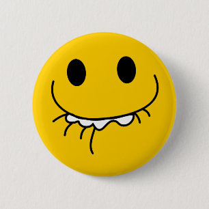Suppressed laughing yellow face 6 cm round badge