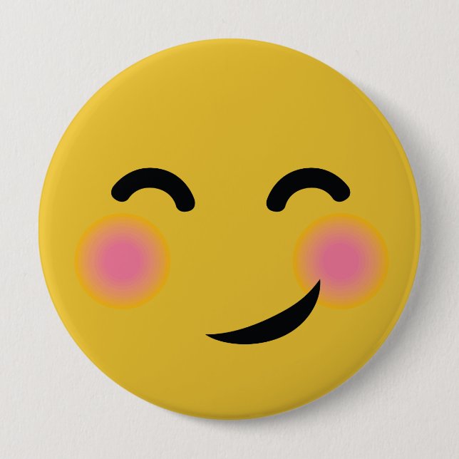 Supre cute blushing emoji 10 cm round badge (Front)