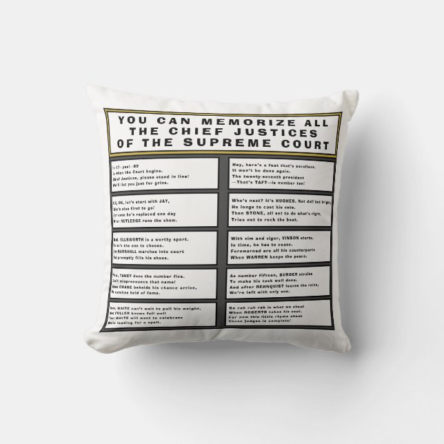 Supreme Court Chief Justices Poem & List Cushion (Front)