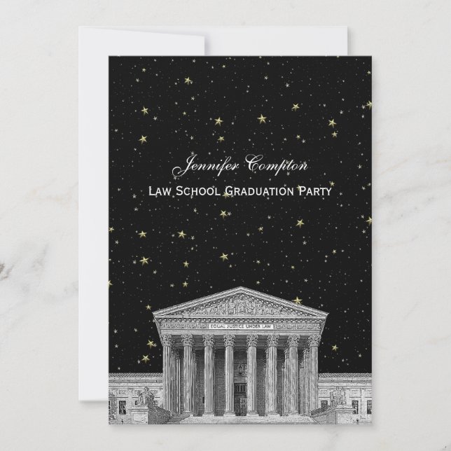 Supreme Court Etch3 DIY BG Colour V Law School Gra Invitation (Front)