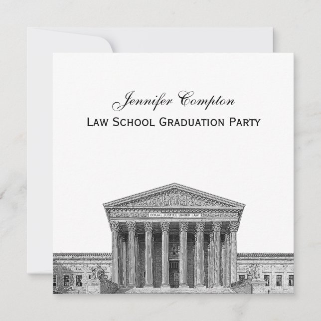 Supreme Court Etched DIY BG Colour Law School Grad Invitation (Front)