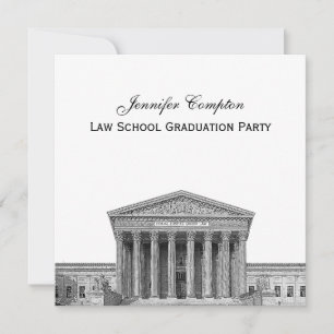 Supreme Court Etched DIY BG Colour Law School Grad Invitation